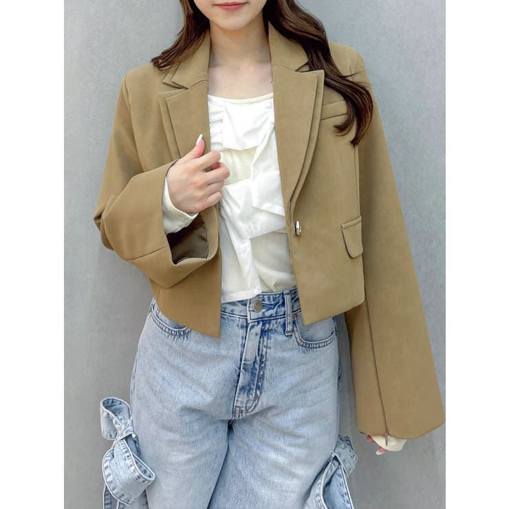 ベージュ | テーラーカラーショートジャケット | dazzlin