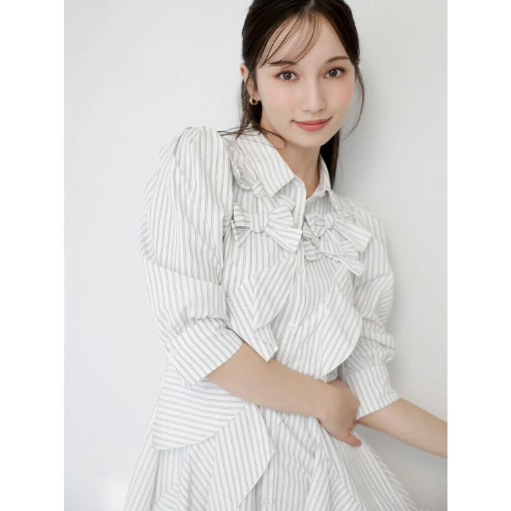 リボンディティールイレヘムシャツワンピース | dazzlin | 詳細画像4 