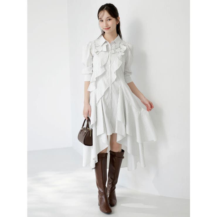 ミックス | リボンディティールイレヘムシャツワンピース | dazzlin