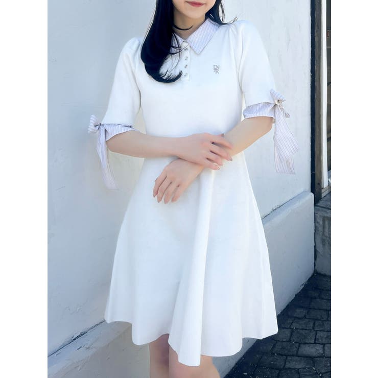 リボンスリーブニットミニワンピース | dazzlin | 詳細画像1 