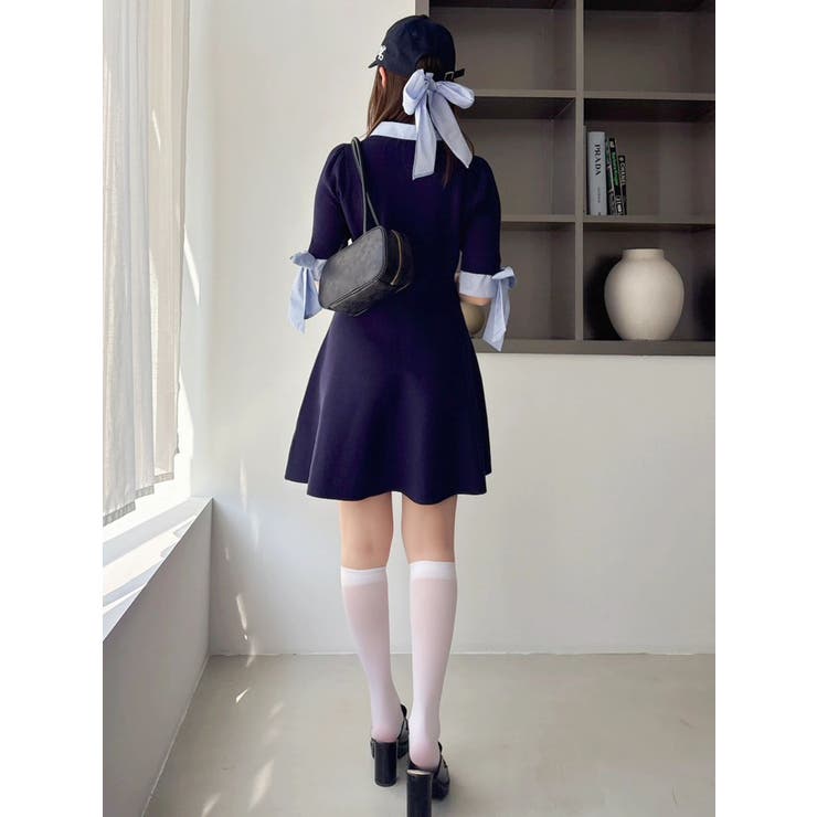 リボンスリーブニットミニワンピース | dazzlin | 詳細画像29 