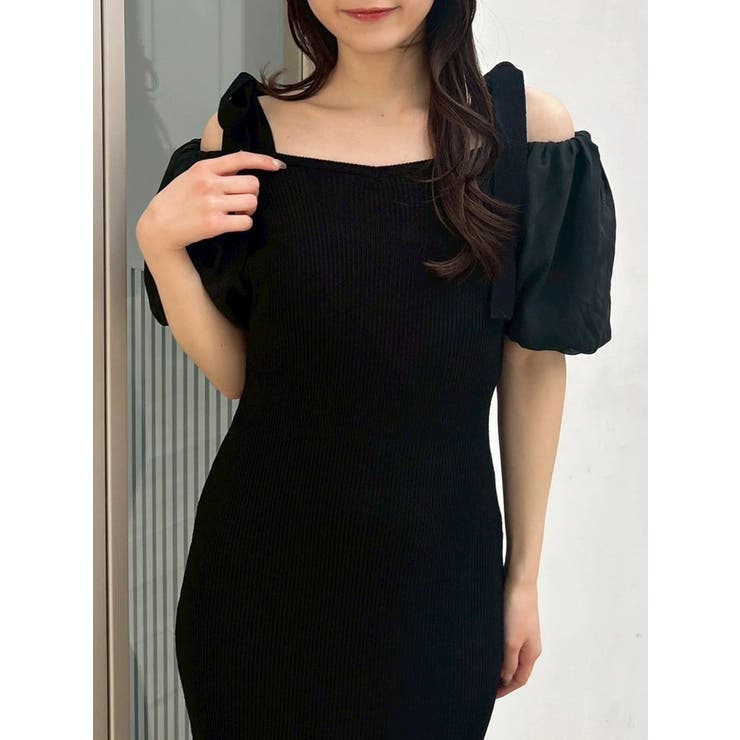 【WEB限定】シフォンスリーブリブニットワンピース | dazzlin | 詳細画像15 