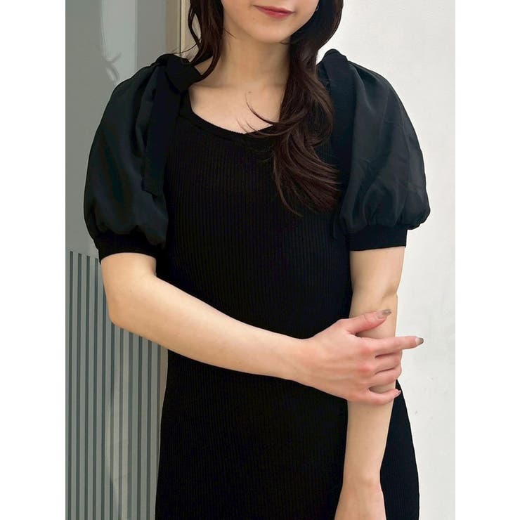 【WEB限定】シフォンスリーブリブニットワンピース | dazzlin | 詳細画像18 