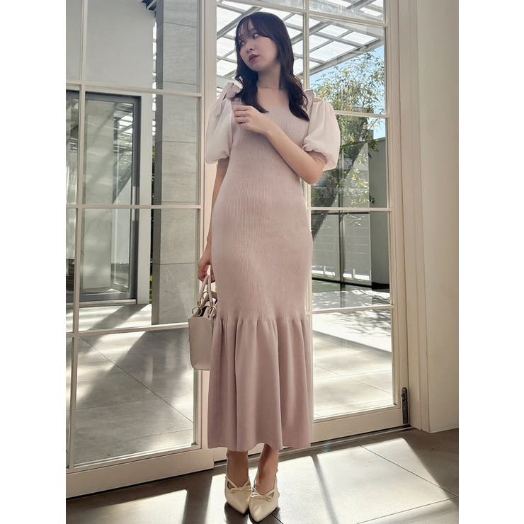 【WEB限定】シフォンスリーブリブニットワンピース | dazzlin | 詳細画像20 