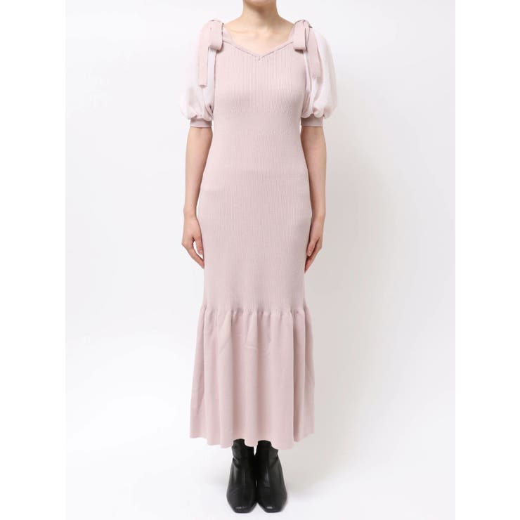 【WEB限定】シフォンスリーブリブニットワンピース | dazzlin | 詳細画像24 