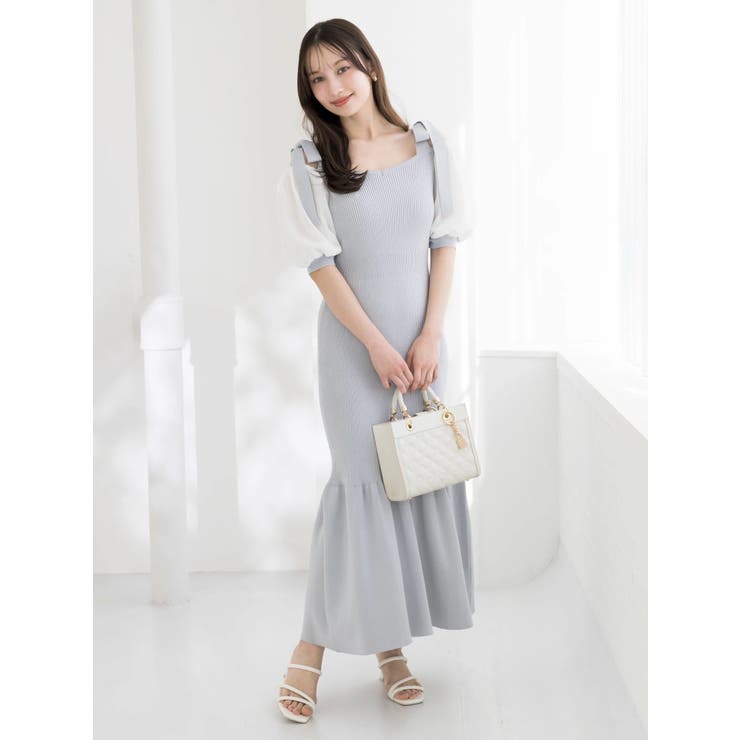 【WEB限定】シフォンスリーブリブニットワンピース | dazzlin | 詳細画像4 