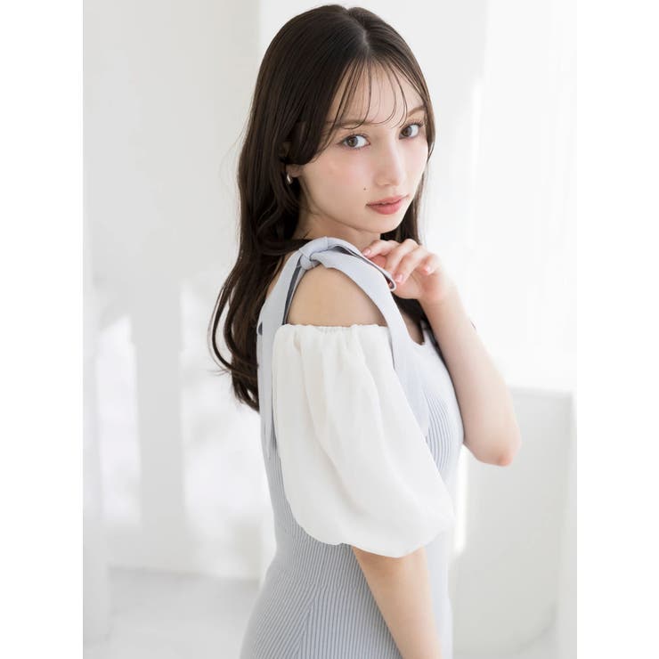 【WEB限定】シフォンスリーブリブニットワンピース | dazzlin | 詳細画像5 
