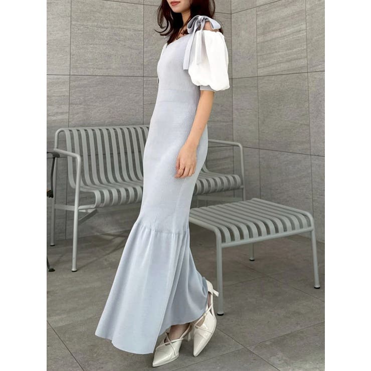 【WEB限定】シフォンスリーブリブニットワンピース | dazzlin | 詳細画像7 