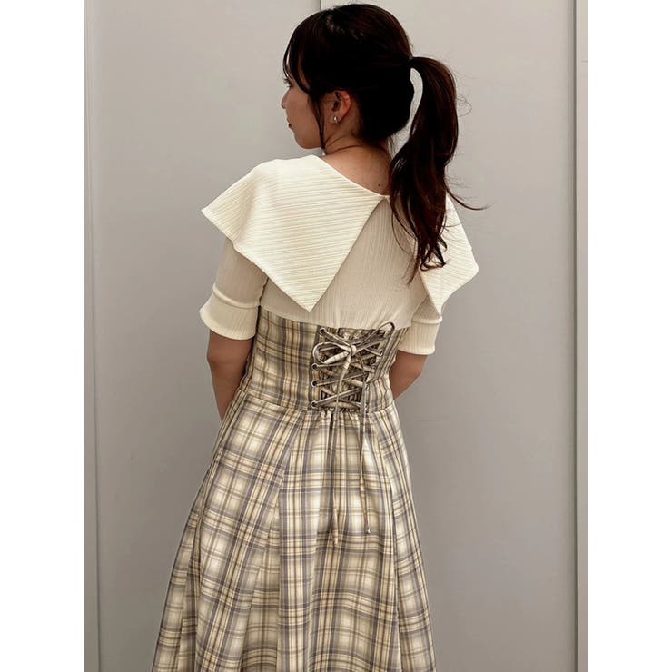 ビッグカラーチェックコルセットワンピース | dazzlin | 詳細画像25 