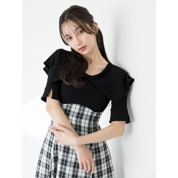 ビッグカラーチェックコルセットワンピース | dazzlin | 詳細画像5 
