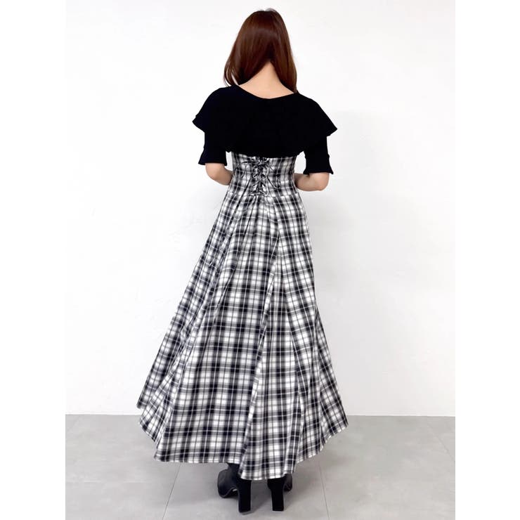 ビッグカラーチェックコルセットワンピース | dazzlin | 詳細画像8 