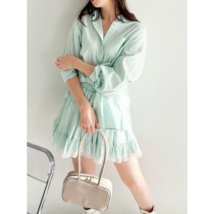 ミントグリーン | バックリボンオーバーシャツ | dazzlin