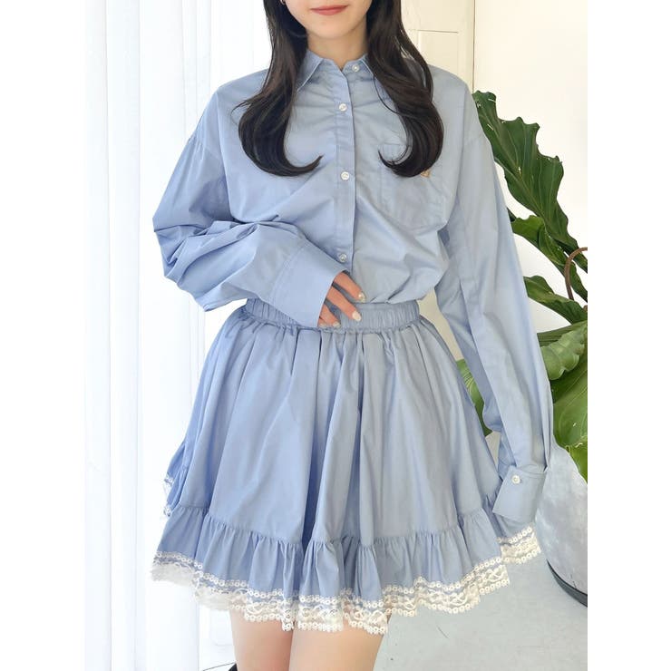 ブルー | バックリボンオーバーシャツ | dazzlin