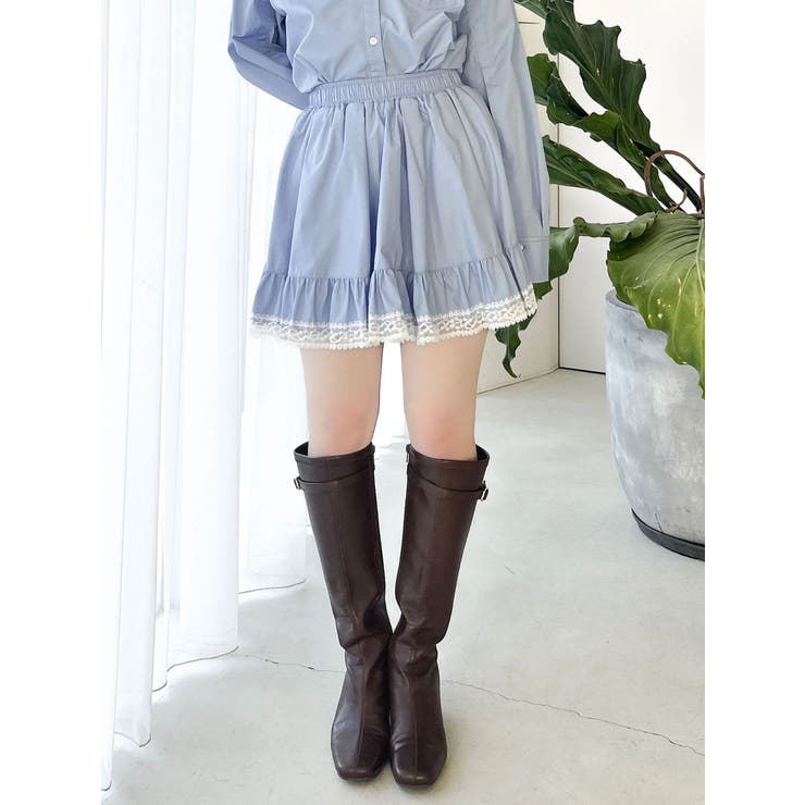 ブルー | イレヘムシャツミニスカート | dazzlin