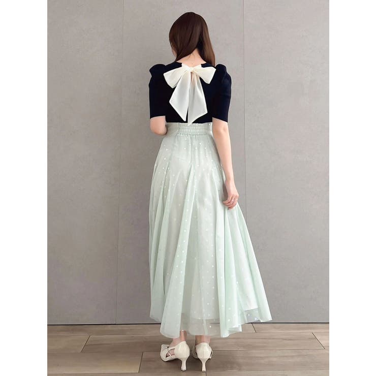 バックリボンビジューニットトップス | dazzlin | 詳細画像4 