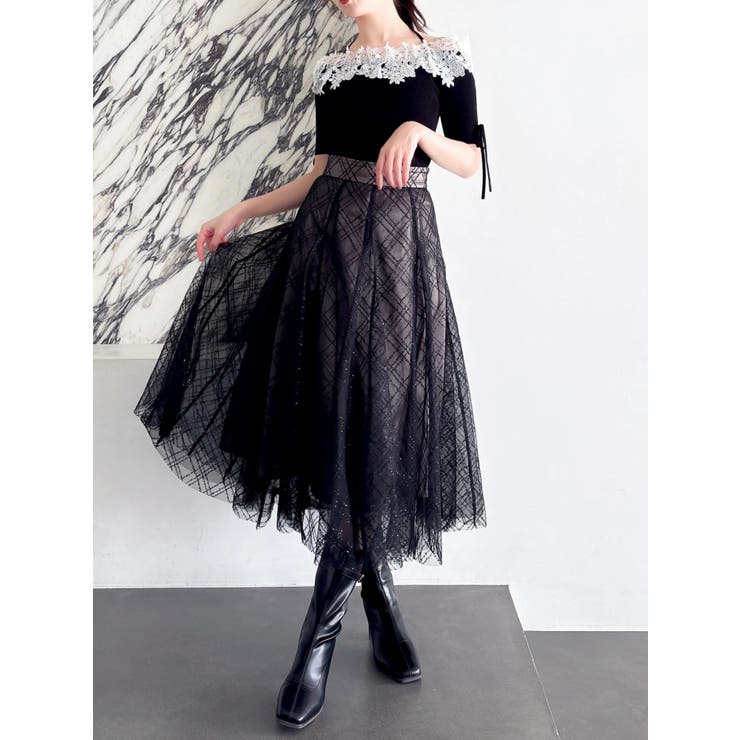 レースオフショルニットトップス | dazzlin | 詳細画像9 