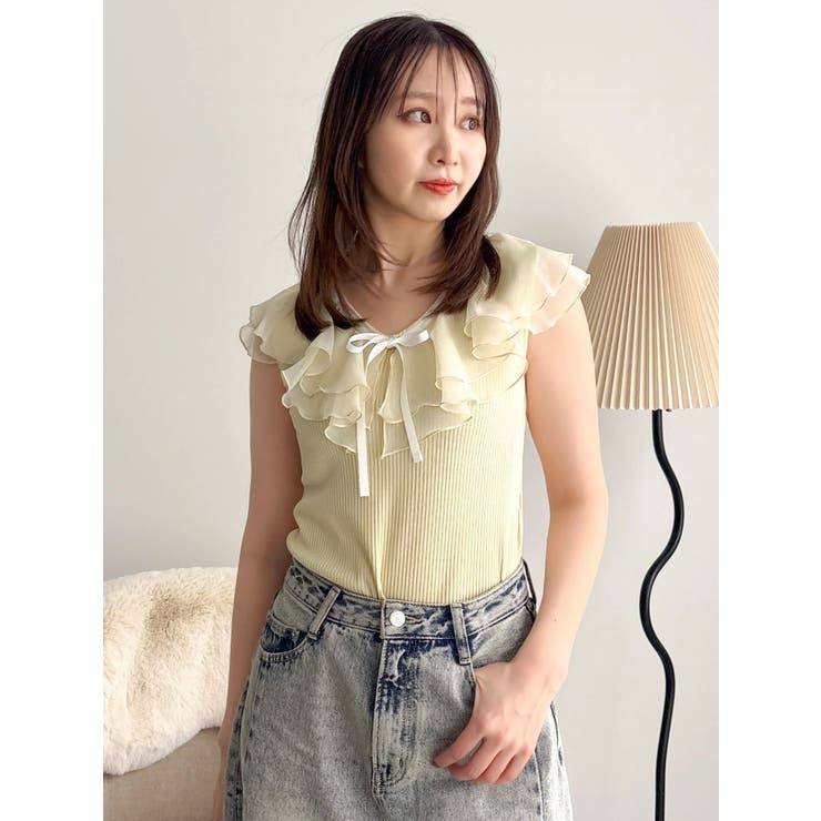 イエロー | 【WEB限定】ティアードカラーコンビトップス | dazzlin