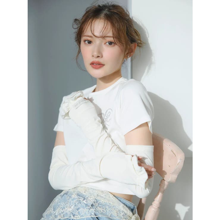 【UV】ラインストーンモチーフコンパクトTシャツ | dazzlin | 詳細画像3 