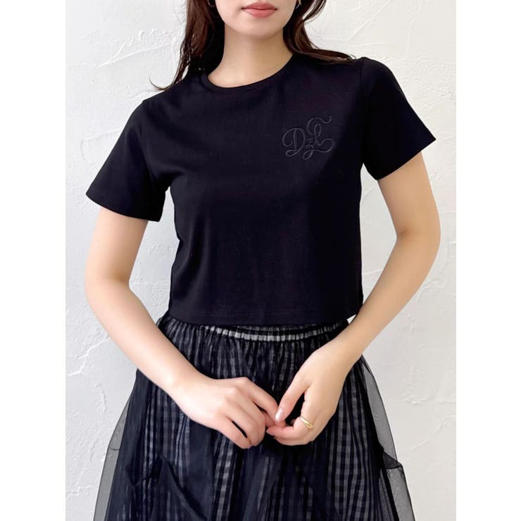 ブラック | 【UV】ラインストーンモチーフコンパクトTシャツ | dazzlin