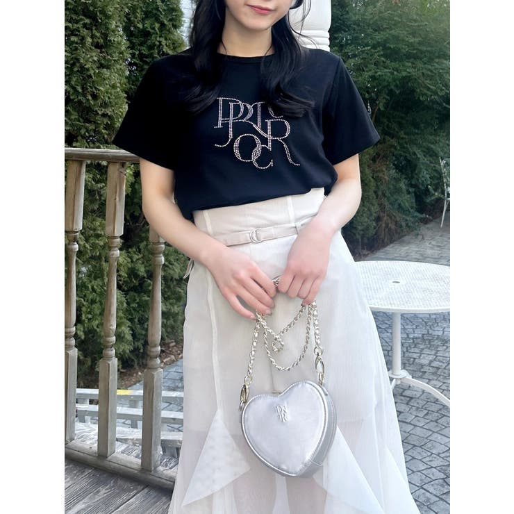 UV】ラインストーングラフィックロゴTシャツ[品番：MKSW0070118