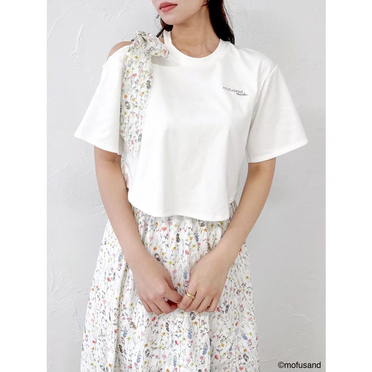 【mofusandコラボ】リボンショルダーロゴTシャツ | dazzlin | 詳細画像14 