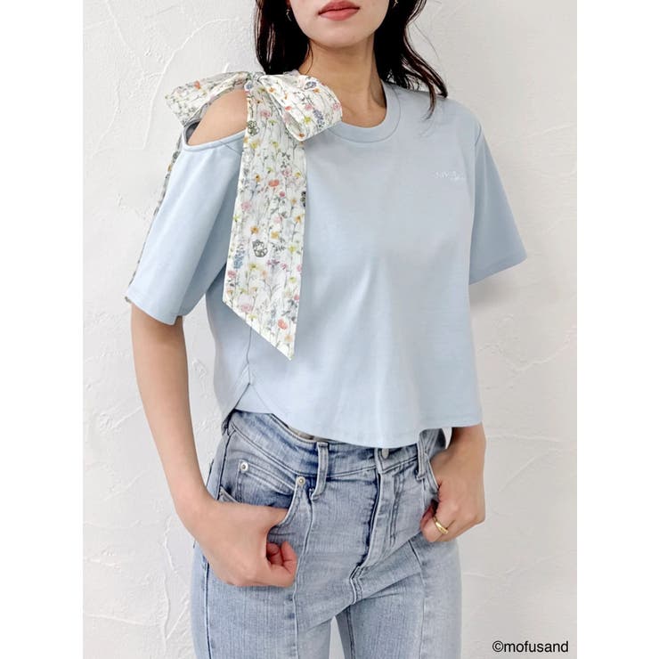 【mofusandコラボ】リボンショルダーロゴTシャツ | dazzlin | 詳細画像18 
