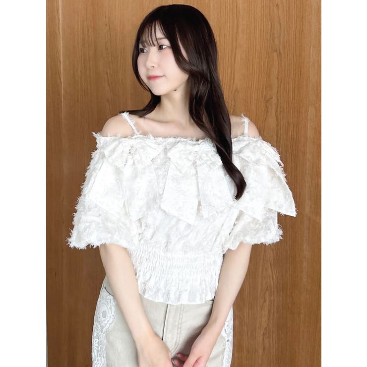 【WEB限定】ラインリボンシャーリングブラウス | dazzlin | 詳細画像1 