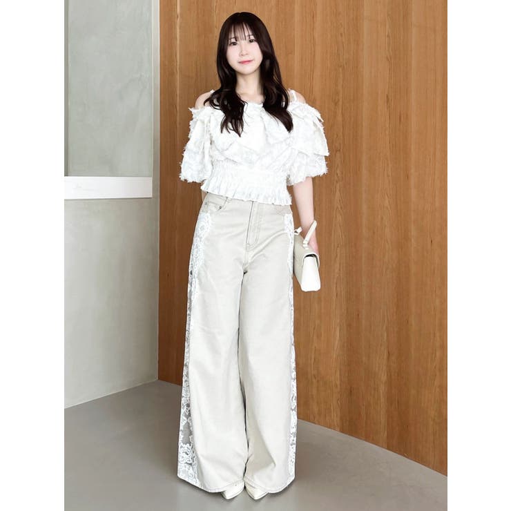 【WEB限定】ラインリボンシャーリングブラウス | dazzlin | 詳細画像3 