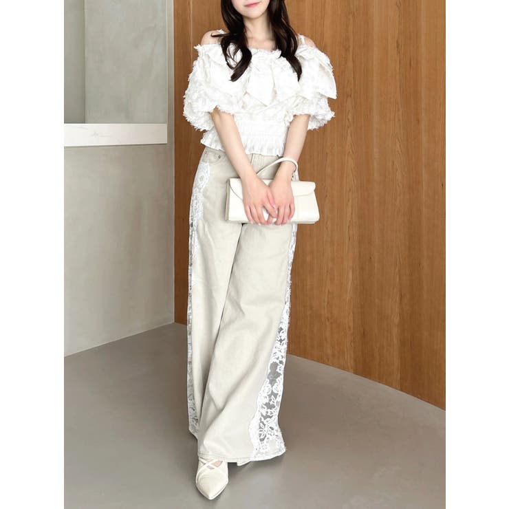 【WEB限定】ラインリボンシャーリングブラウス | dazzlin | 詳細画像6 