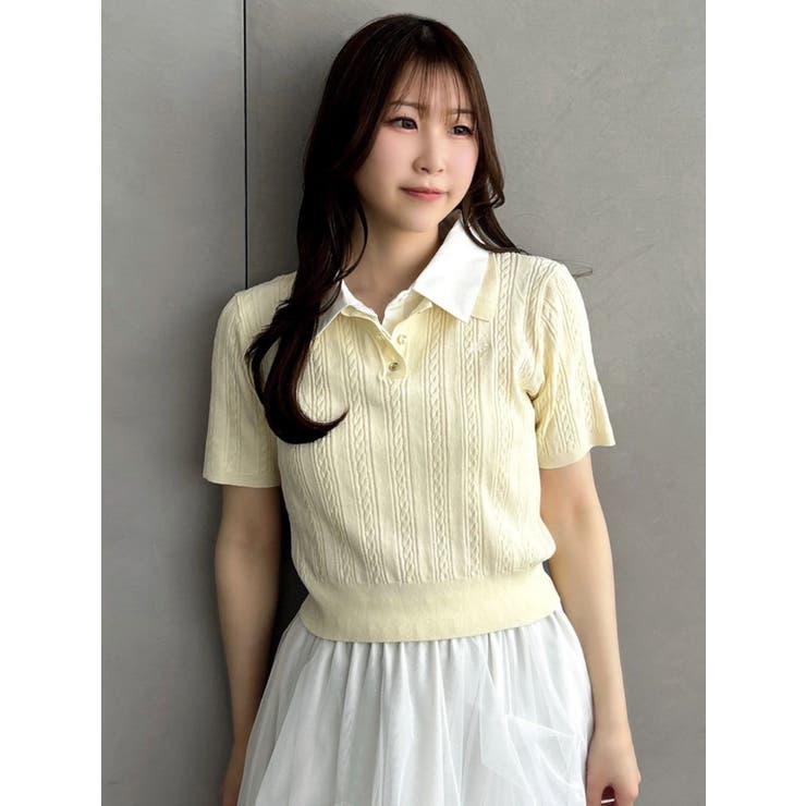 イエロー | ケーブルポロドッキングトップス | dazzlin
