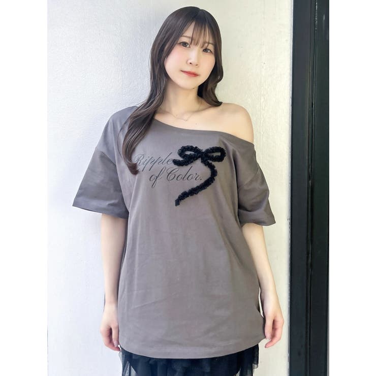 ワンショルフリルリボンビッグTシャツ | dazzlin | 詳細画像12 