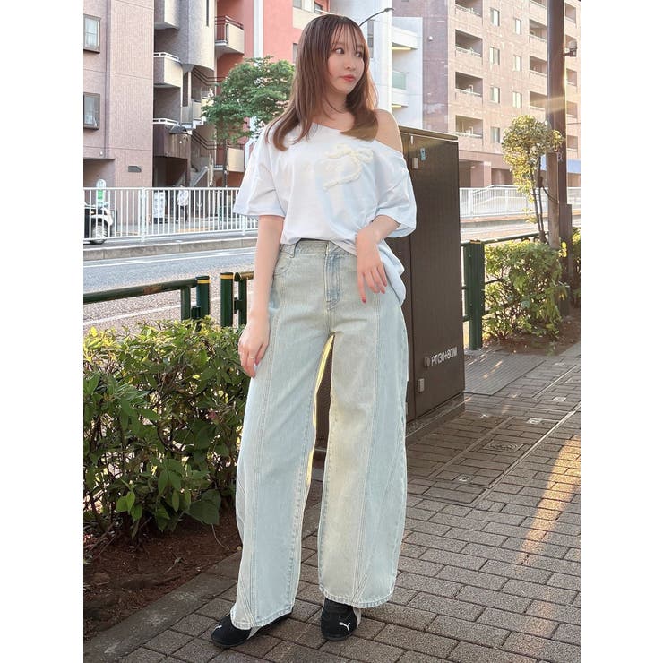 ワンショルフリルリボンビッグTシャツ | dazzlin | 詳細画像14 