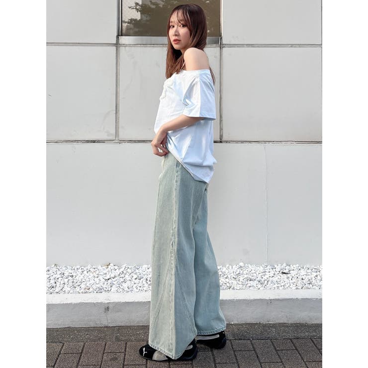 ワンショルフリルリボンビッグTシャツ | dazzlin | 詳細画像16 
