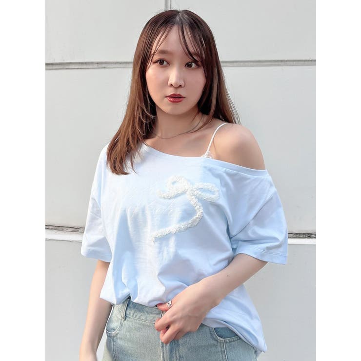 ワンショルフリルリボンビッグTシャツ | dazzlin | 詳細画像18 