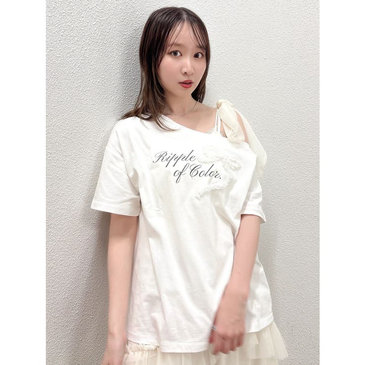 ワンショルフリルリボンビッグTシャツ | dazzlin | 詳細画像5 