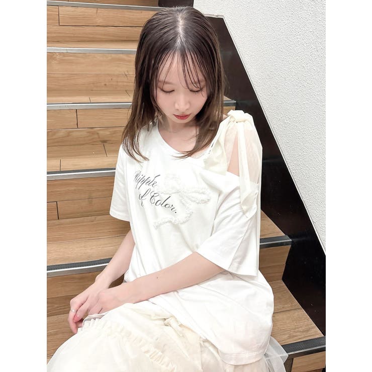 ワンショルフリルリボンビッグTシャツ | dazzlin | 詳細画像6 