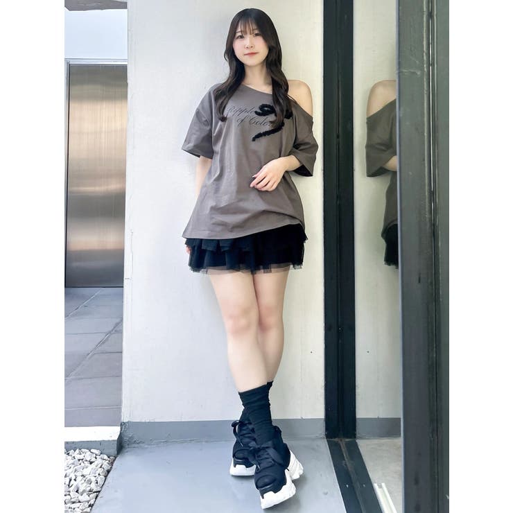 ワンショルフリルリボンビッグTシャツ | dazzlin | 詳細画像9 
