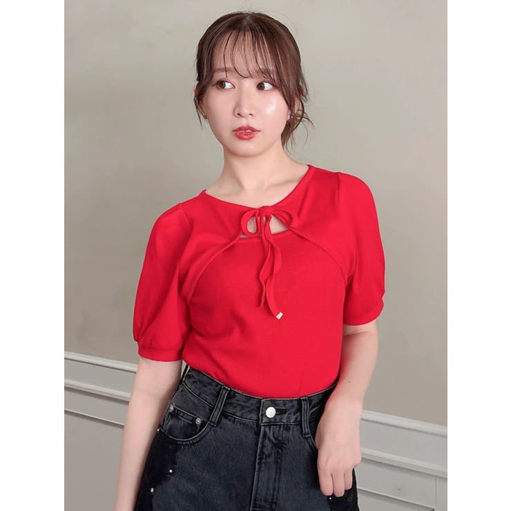 レッド | 【WEB限定】リボンレイヤードTシャツ | dazzlin