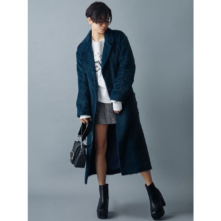 美品★ボッテガ マルティネーゼ★フーディふわふわシャギーコート★南イタリア製 PROPORTION BODY DRESSING（プロポーションボディドレッシング）の