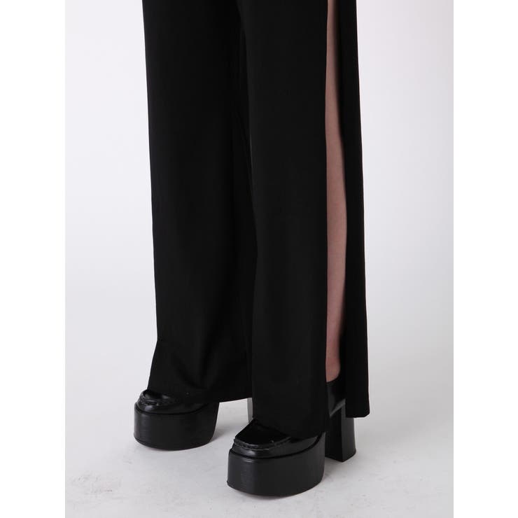 dolce 美脚スリットパンツ レディース 大人 上品 瞬間美脚ギャザーストレッチパンツ｜大人