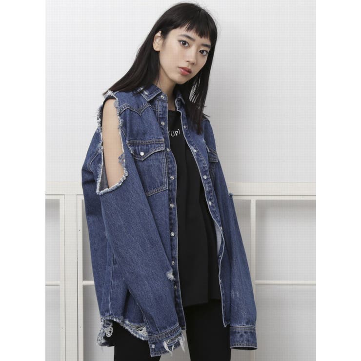ショルダークラッシュデニムシャツ[品番：MKSW0003381]｜EMODA（エモダ 
