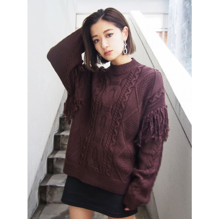 美品✨ ドゥロワー 3G編み込みフリンジニットジャケット　Fサイズ　ブラック Drawer（ドゥロワー）の「Drawer フリンジノーカラージャケット