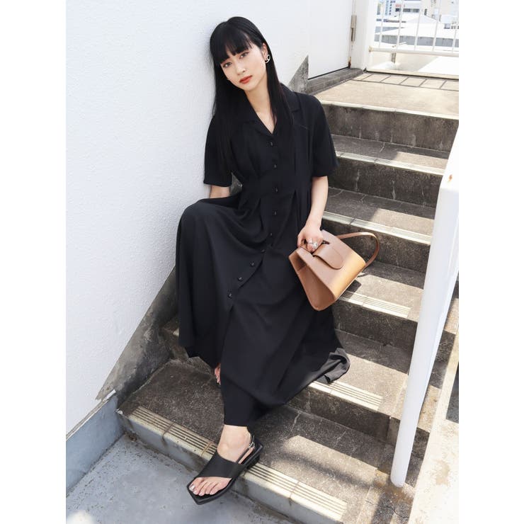 オープンカラー2WAYシャツワンピース[品番：MKSW0013633]｜EMODA