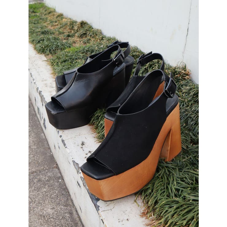 ウッドバルキーSLINGバックサンダル[品番：MKSW0012941]｜EMODA