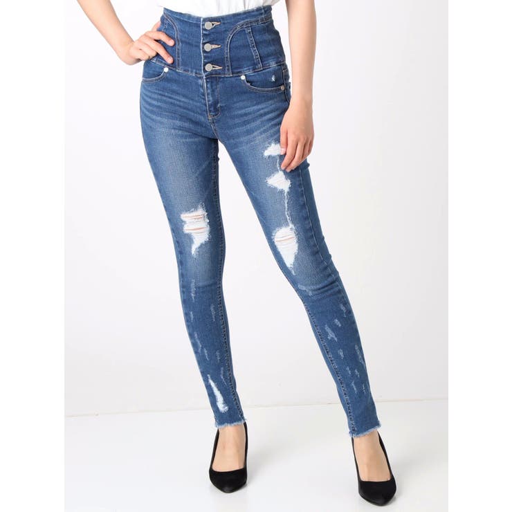 インディゴ | グラデーションクラッシュハイウエストパギンス | EMODA