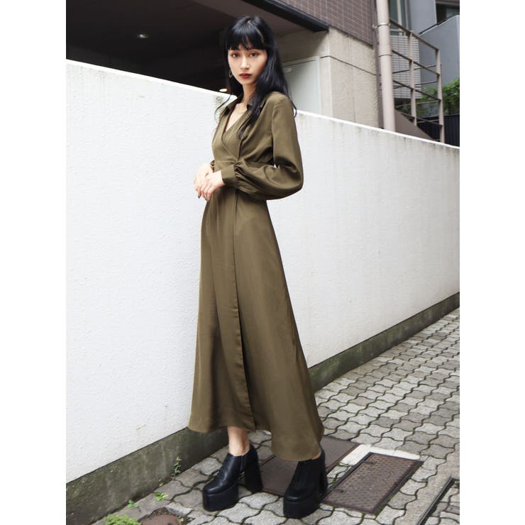 Monmo様オーダーカシュクールワンピース mamamo】衿付きWZIPカシュクールワンピース | natural couture