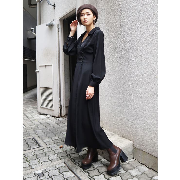 Monmo様オーダーカシュクールワンピース mamamo】衿付きWZIPカシュクールワンピース | natural couture