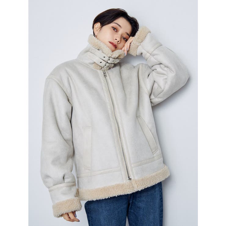 ジップバルキーフェイクムートンコート[品番：MKSW0026233]｜EMODA  