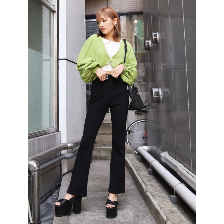 フレアパンツ　archive ケムリ　激レア　イフ　スタッズ センタープレス入りソフトフレアーデニムパンツ（デニムパンツ