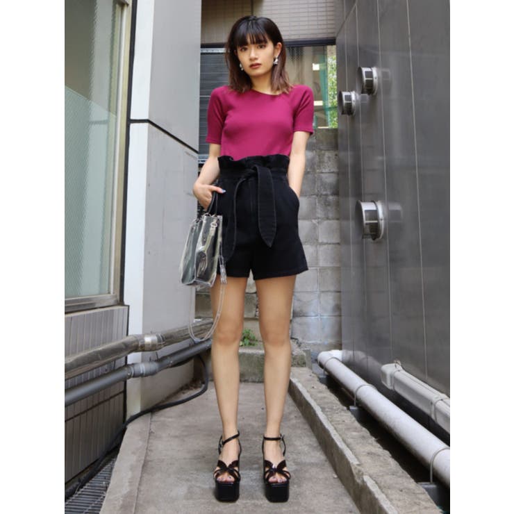 タイベルトハイウエストデニムショートパンツ 品番 Mksw Emoda エモダ のレディースファッション通販 Shoplist ショップリスト